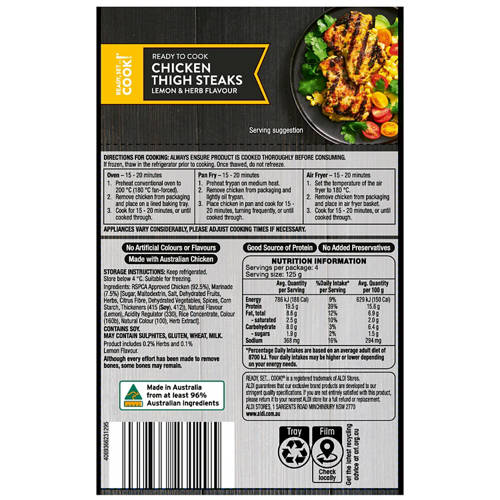 Nutrients 1, Marinated Lemon & Herb RSPCA Approved Chicken Thigh Steaks 500g