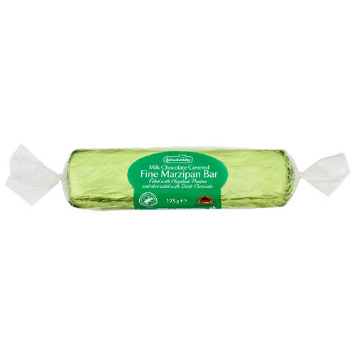 Front shot 2, Milk Chocolate Coated Hazelnut Praline Marzipan Bar 125g