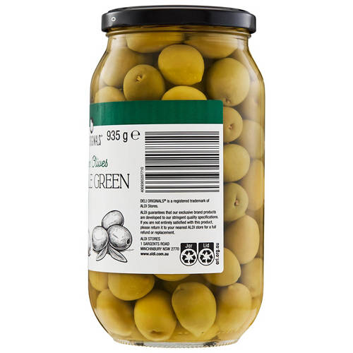 Front shot 3, Whole Green Queen Olives 935g