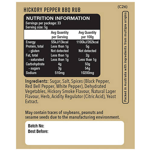 Nutrients 1, BBQ Rubs Hickory Pepper 165g