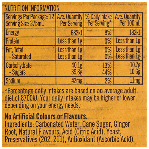 Nutrients 1, Ginger Beer 12 Pack 375ml