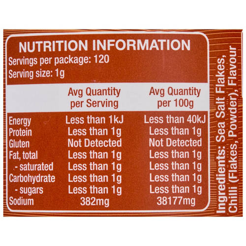 Nutrients 1, Chilli Sea Salt Flakes 120g