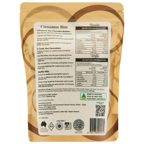 Front shot 2, Pancake and Waffle Mix Cinammon Bun Flavour 400g