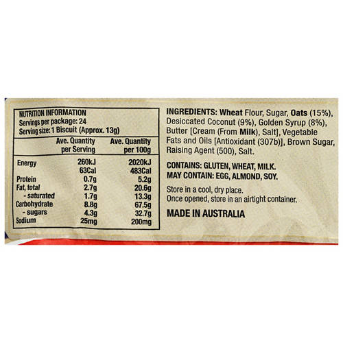 Nutrients 1, Anzac Biscuits 300g