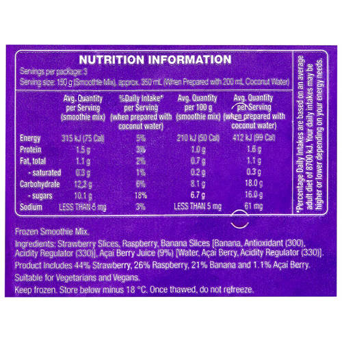 Nutrients 1, Mixed Berry Smoothie Mix with Acai 450g