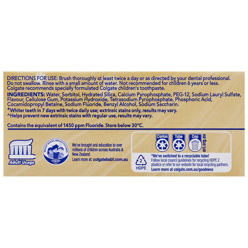 Ingredients 1, Advanced Whitening Tartar Control Toothpaste 2 Pack 115g