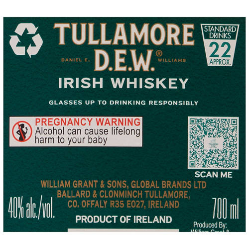 Ingredients 1, Irish Whiskey 700ml