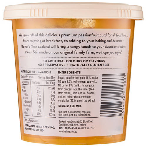 Front shot 3, Passionfruit Curd 400g