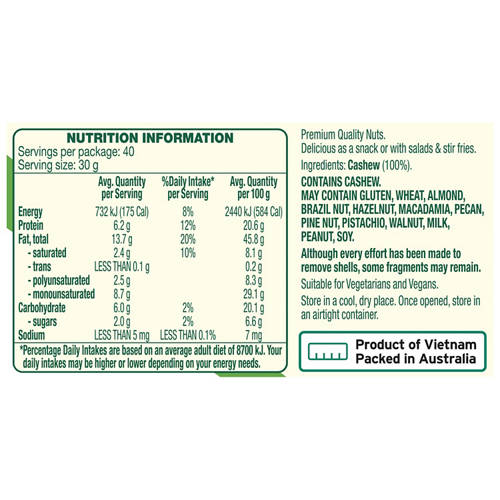 Nutrients 1, Cashews Natural 1.2kg