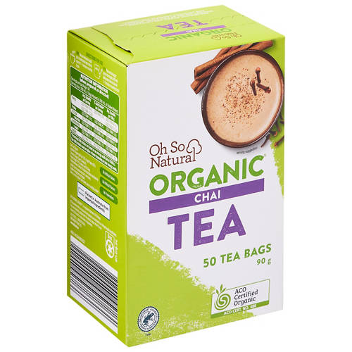 Organic Chai Tea Bags 50 Pack 90g Product Image Front shot 01