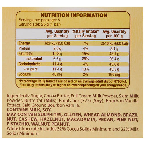 Ingredients 1, Madagascan Vanilla Chocolate 5 Pack 125g