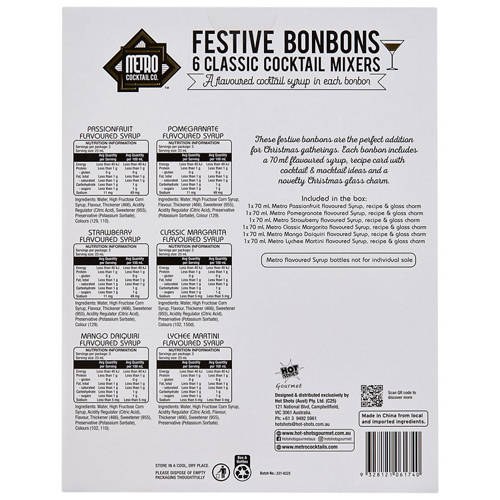 Front shot 3, Festive Bon Bons Cocktail Mixers 6 Pack