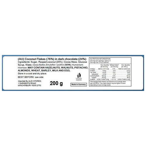Nutrients 1, Kokos Flocken Dark Chocolate Coated Coconut 200g