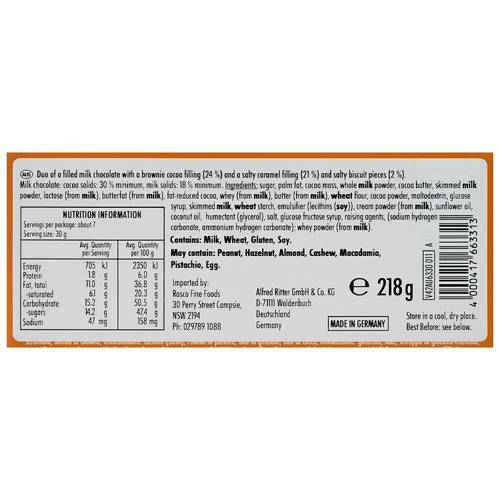 Nutrients 1, Ritter Sport Sweet and Salty Duo 218g