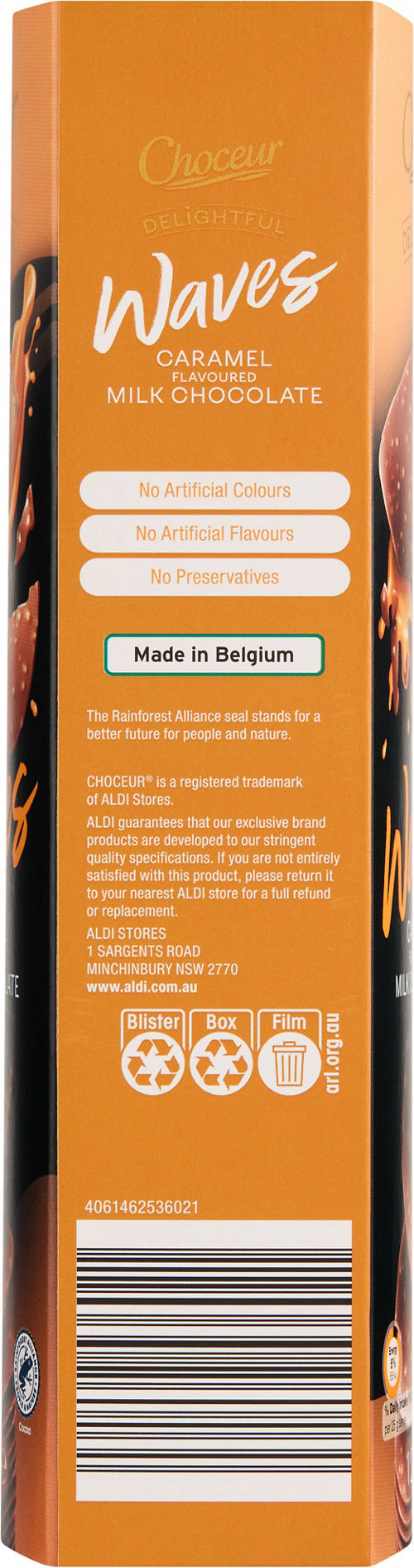 Front shot 3, Milk Chocolate Waves Caramel 125g