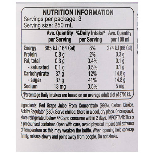 Nutrients 1, Sparkling Red Grape Juice 750ml