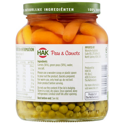 Front shot 2, Peas & Carrots 350g