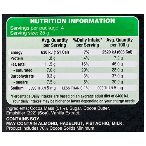 Ingredients 1, Fairtrade Dominican Republic 70% Cocoa Chocolate Bar 100g