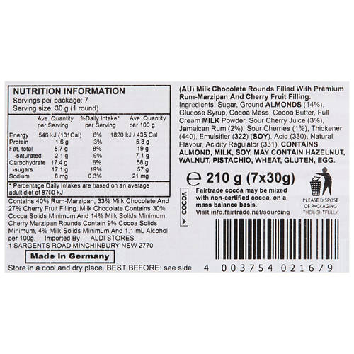 Nutrients 1, Finest Marzipan Rounds Plum in Medeira 210g