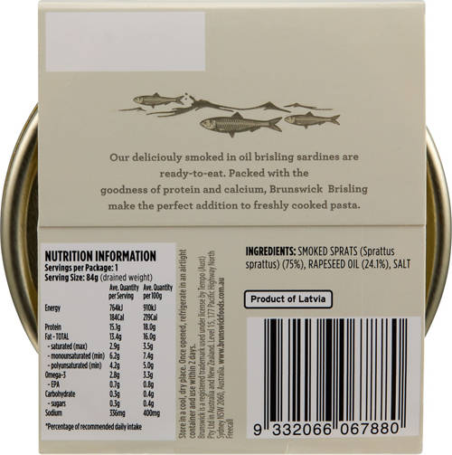 Front shot 3, Smoked Brisling Sardines 120g