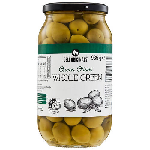 Front shot 2, Whole Green Queen Olives 935g