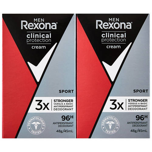 Front shot 2, Rexona Clinical Protection Antiperspirant Deodorant 96 Hour 2 x 48g