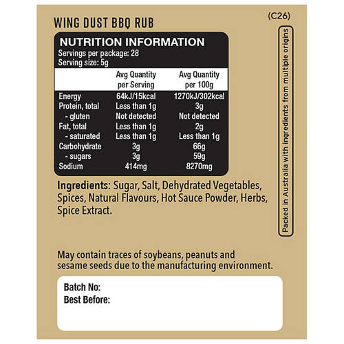 Nutrients 1, BBQ Rubs Wing Dust 140g