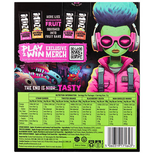 Front shot 3, Zombie Fruit Bars Variety 4 Pack 100g