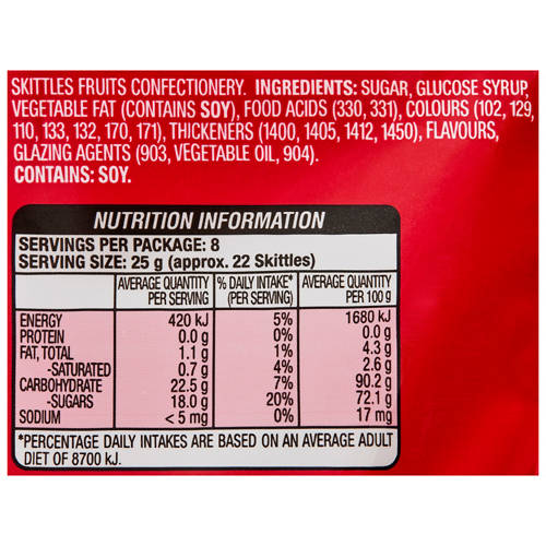 Nutrients 1, Sour Skittles 190g
