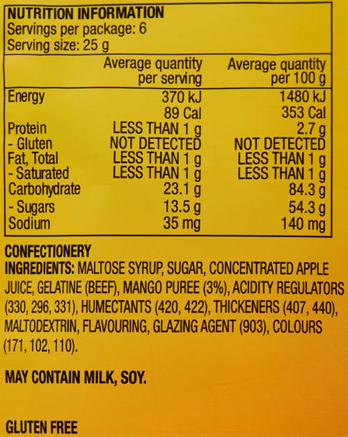 Ingredients 1, Peelerz Mango 150g
