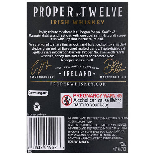 Front shot 3, Irish Whiskey 700ml
