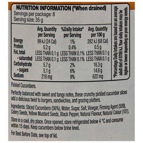 Nutrients 1, Bread & Butter Pickles 500g