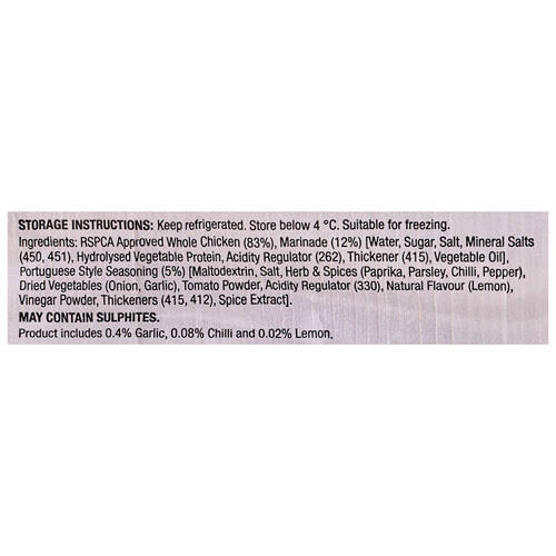 Ingredients 1, Portuguese Style Chilli & Lemon Marinated Split Chicken