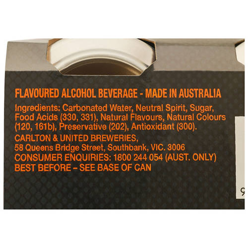Ingredients 1, Orange Cans 4 Pack 375ml