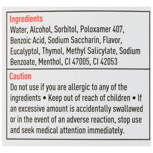 Ingredients 1, Freshburst Mouthwash 1L