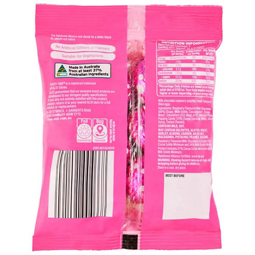 Front shot 2, Milk Chocolate Raspberry Popping Candy 120g