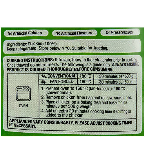 Nutrients 1, Free Range Fresh Whole Chicken per kg