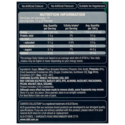 Nutrients 1, Sweet Pistachio and Cranberry Crispbread 150g