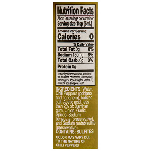 Nutrients 1, Authentic Poblano Habanero Hot Sauce 147ml