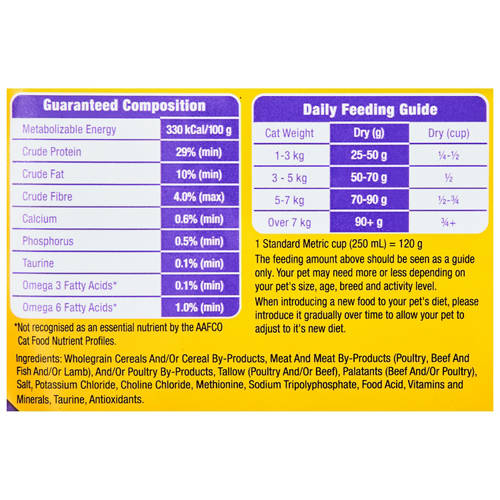 Ingredients 1, Adult Dry Cat Food 1kg