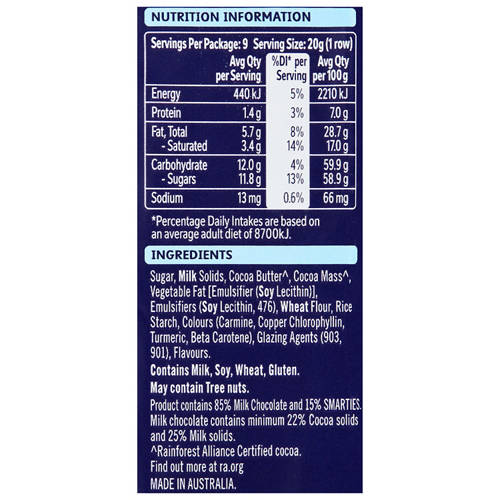 Nutrients 1, Smarties Block 180g