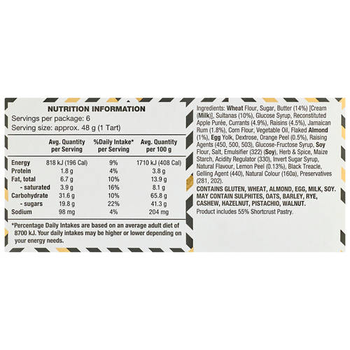 Nutrients 1, Jamaican Rum Fruit Mince Tarts 290g