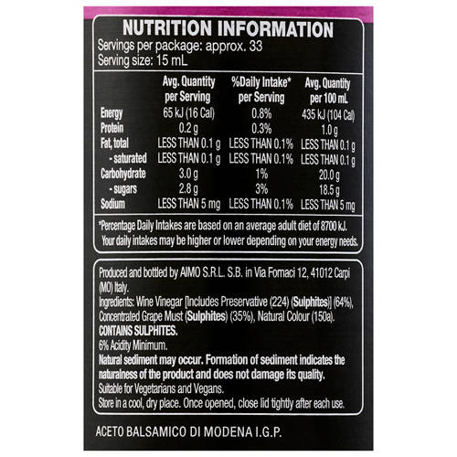 Ingredients 1, Balsamic Vinegar of Modena 500ml