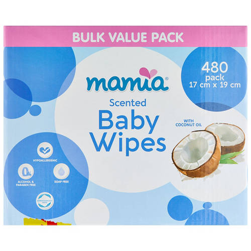Front shot 2, Baby Wipes Coconut 6x80 Pack