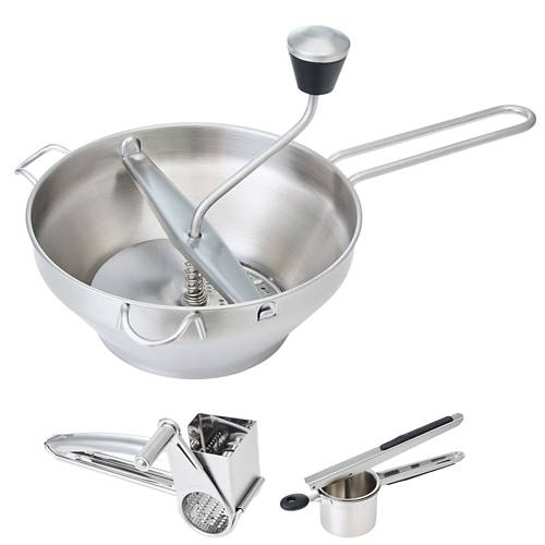 Group 1, Stainless Steel Food Mill, Potato Ricer or Rotary Grater