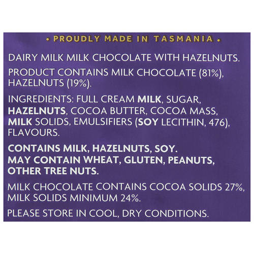 Front shot 3, Hazelnut Chocolate Block 340g