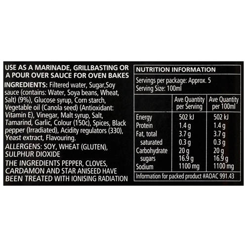 Ingredients 1, Sticky Marinade 500ml