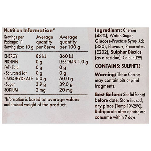 Nutrients 1, Italian Maraschino Cherries 225g