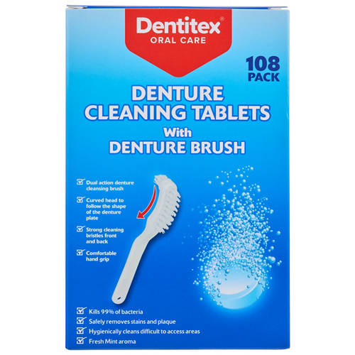 Front shot 2, Denture Cleaning Tablets with Denture Brush