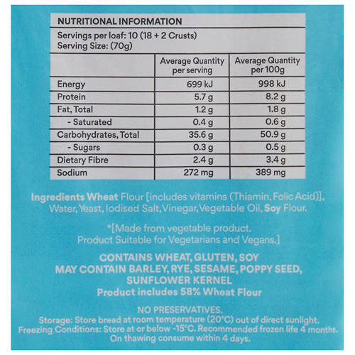 Nutrients 1, White Sandwich Bread 700g